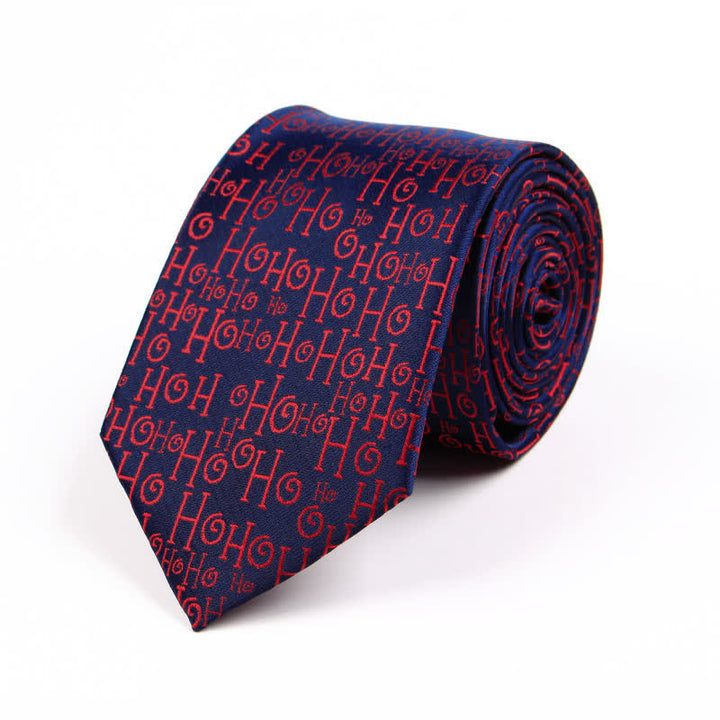 Men's Novelty Christmas Santa Vibe Element Necktie - Navy HO HO HO - image 8