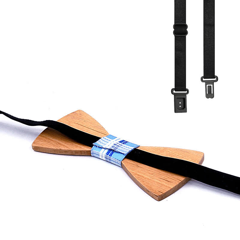 3Pcs Men's Leaf Patterned Wooden Bow Tie Set - image 5