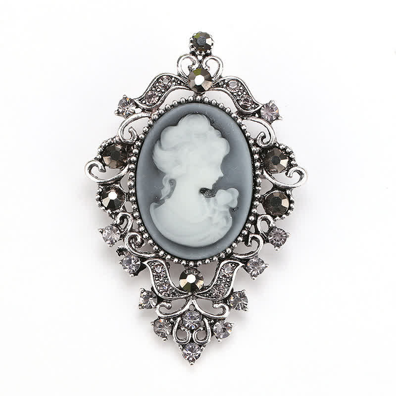Women's Palace Beauty Queen Cameo Brooch - Silver - image 0