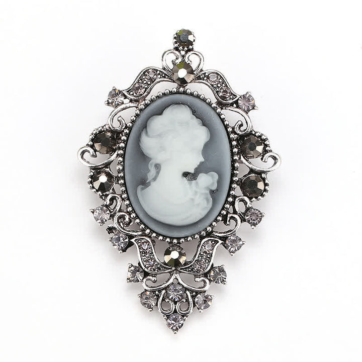 Women's Palace Beauty Queen Cameo Brooch - Silver - image 0