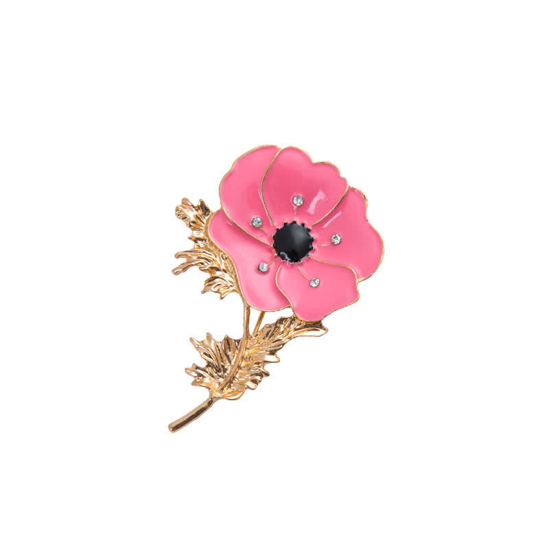 Women's Vintage Oil Painting Poppy Brooch - Pink - image 8