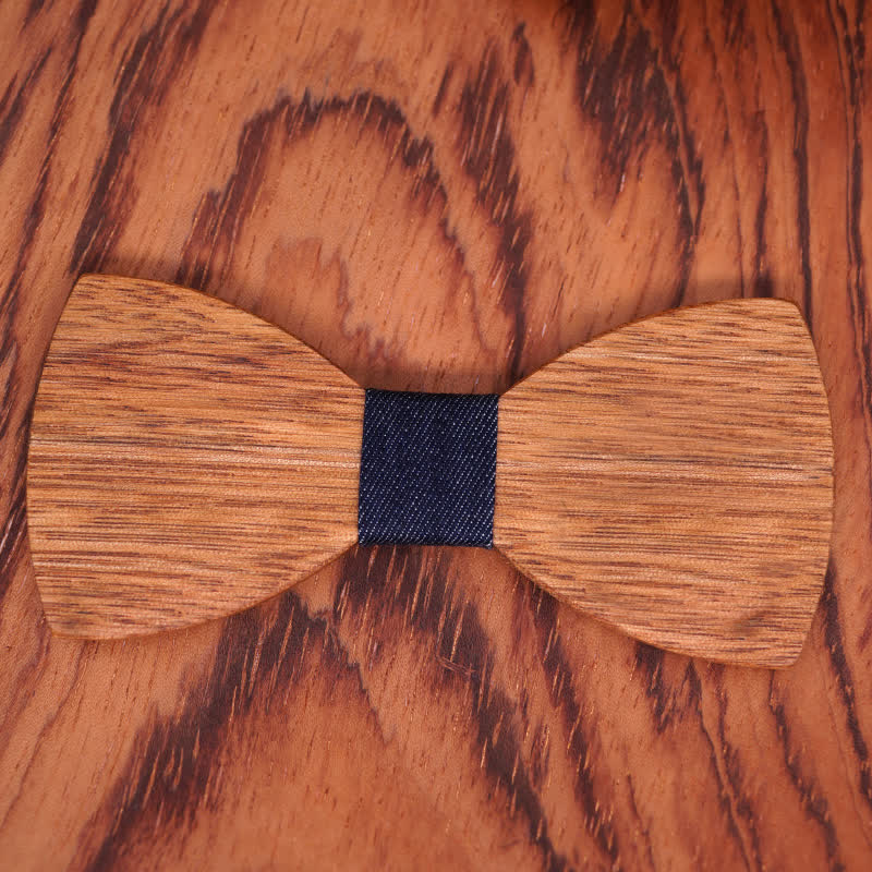 Men's Vintage Begonia Wooden Bow Tie - image 1