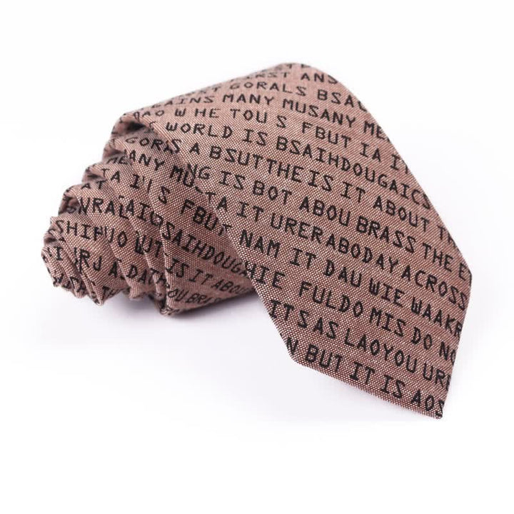 Men's Creative Casual English Letter Necktie - Brown - image 11