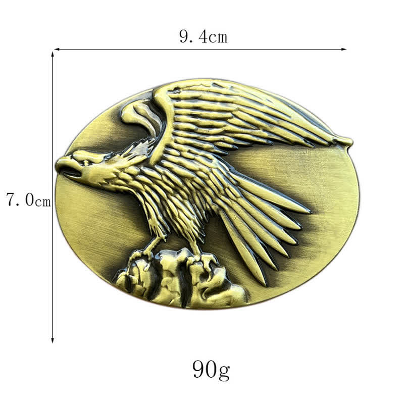 Men's DIY Eagle On Stone Buckle Leather Belt - image 2