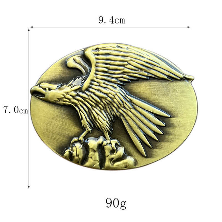 Men's DIY Eagle On Stone Buckle Leather Belt - image 2