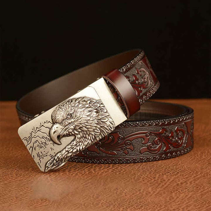 Men's Eagle Head Carved Leather Belt - image 15