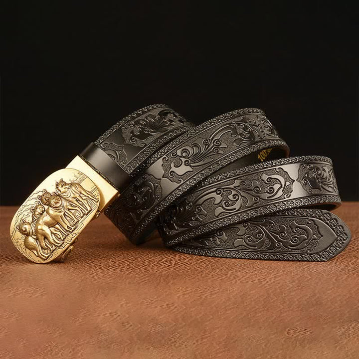 Men's Retro Pack Of Wolves Leather Belt - image 10