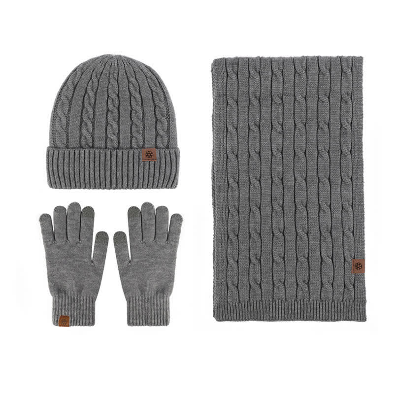 3Pcs Unisex Warm Hat Scarf Gloves Set - Dark Gray - Adjustable (21 1/4"-22 7/8") - image 20