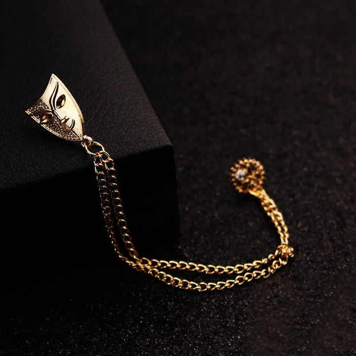 Men's Mysterious Mask Tassel Brooch - image 1
