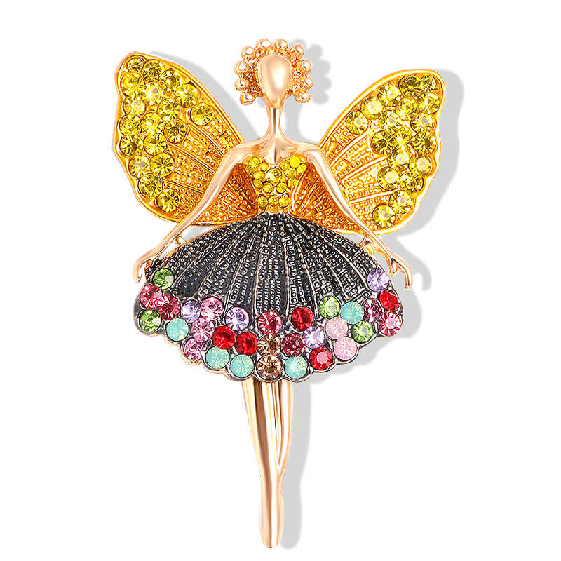 Women's Sparkly Dainty Dress Ballerina Brooch - Yellow - image 4