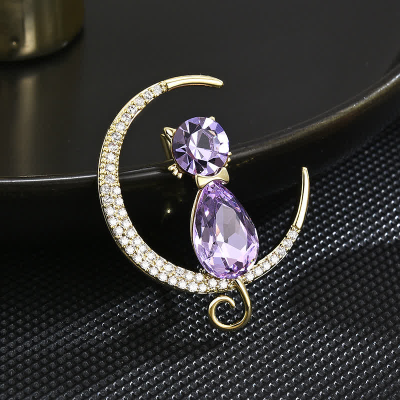Women's Meniscus Moon Kitty Brooch - image 2