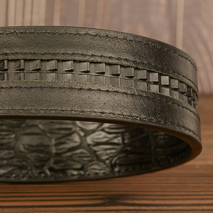 Men's Goat Head Crocodile Print Automatic Buckle Leather Belt - image 9