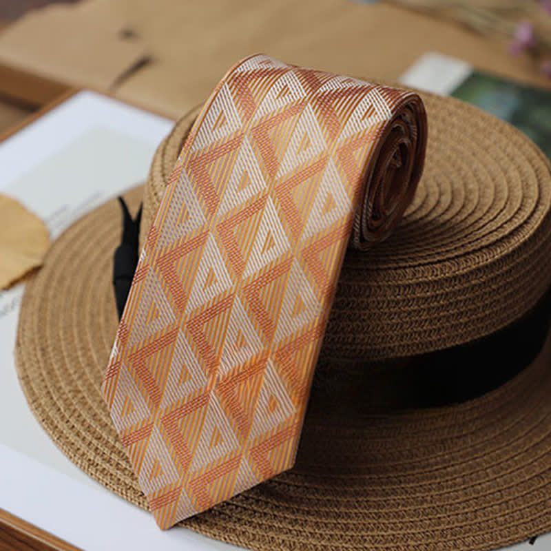 Men's Orange & White Triangle Exotic Mystery Necktie - image 1