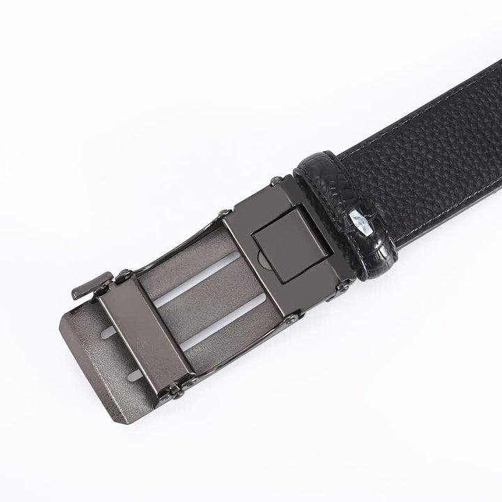 Men's Crocodile Pattern Automatic Buckle Leather Belt - image 7