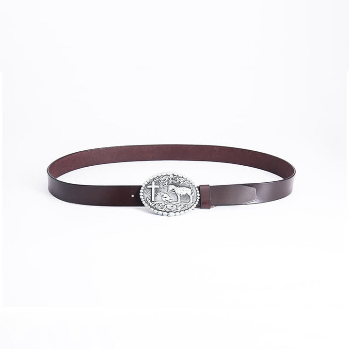 Men's Steed Cross Kneeling Prayer Leather Belt - image 16