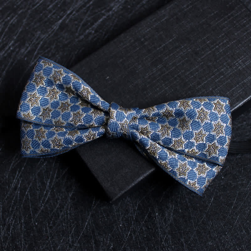 Men's Abstract Pattern Double Layers Bow Tie - Style #10 - image 11