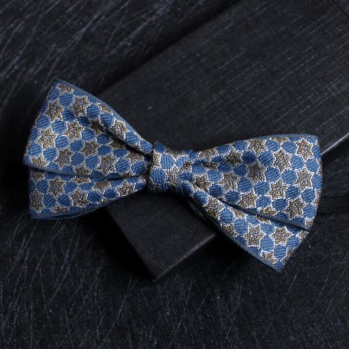 Men's Abstract Pattern Double Layers Bow Tie - Style #10 - image 11