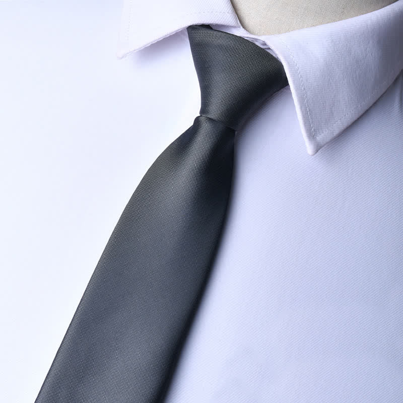 Men's Solid Color Zipper Tie Adjustable Necktie - Matte Gray - image 21