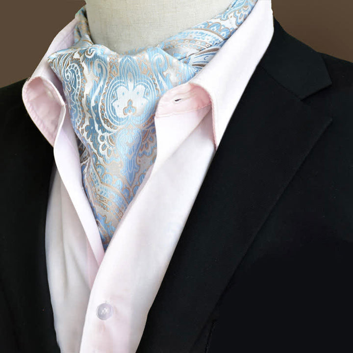 SkyBlue Leisure Prom Gents Floral Ascot Paisley Cravat - SkyBlue - image 0