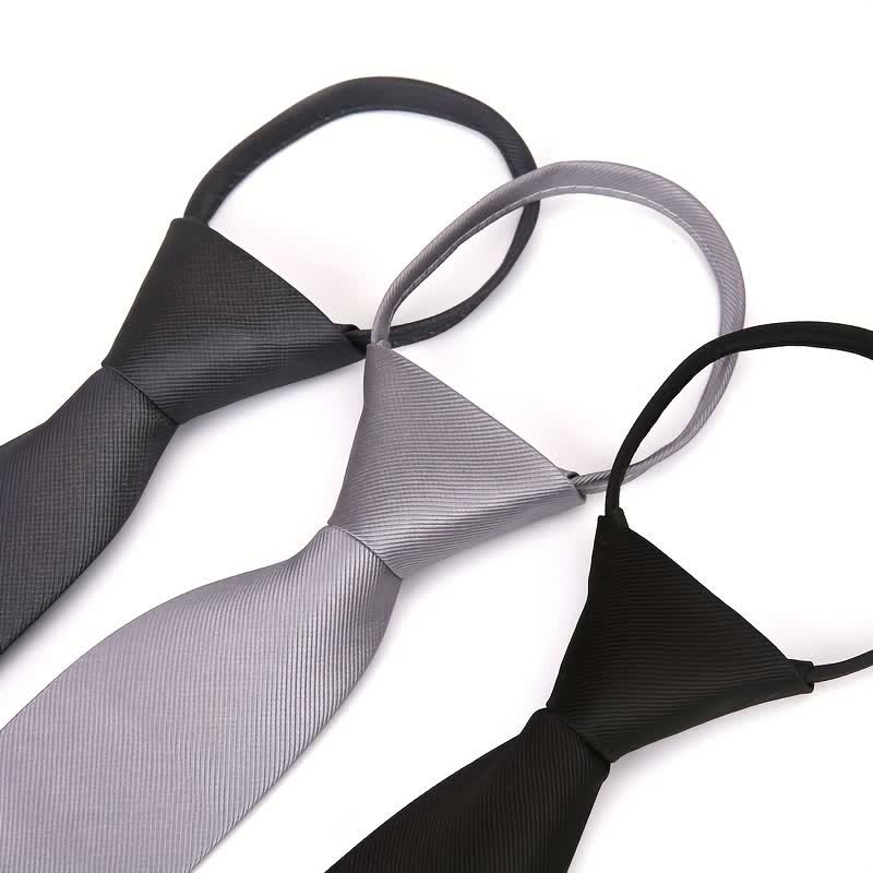 Men's Solid Color Zipper Tie Adjustable Necktie - image 3