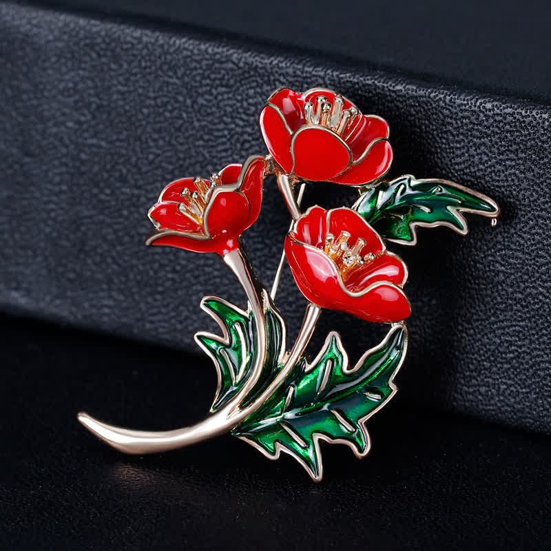 Unisex A Bunch Of Flower Poppy Brooch - image 2