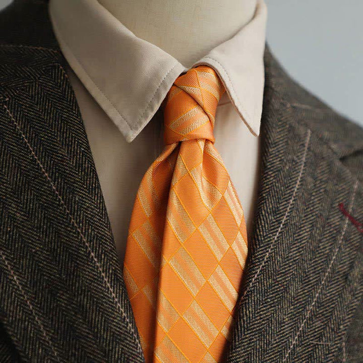 Men's Retro Street Style Geometric Necktie - Orange - image 5