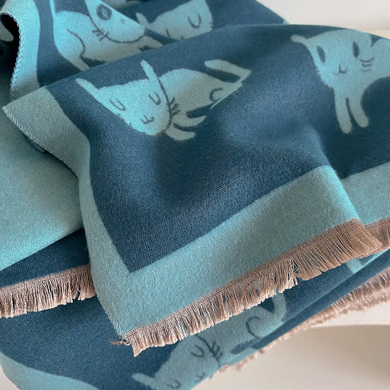 Women's Large Wrap Warm Cat Print Coldproof Scarf - image 8