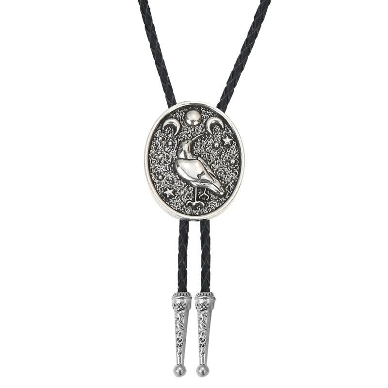 Simple Stars Moon Trendy Bird Bolo Tie - Antique Silver - image 5