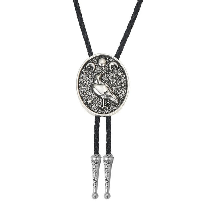 Simple Stars Moon Trendy Bird Bolo Tie - Antique Silver - image 5