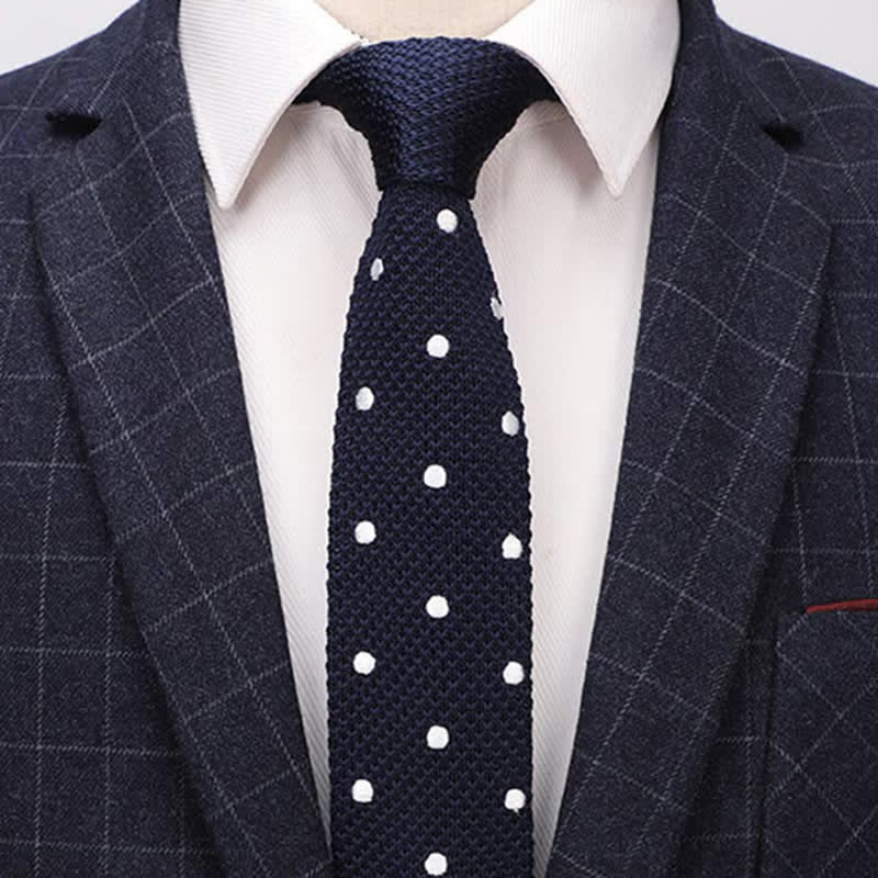 Men's White Polka Dot Knitted Necktie - image 8