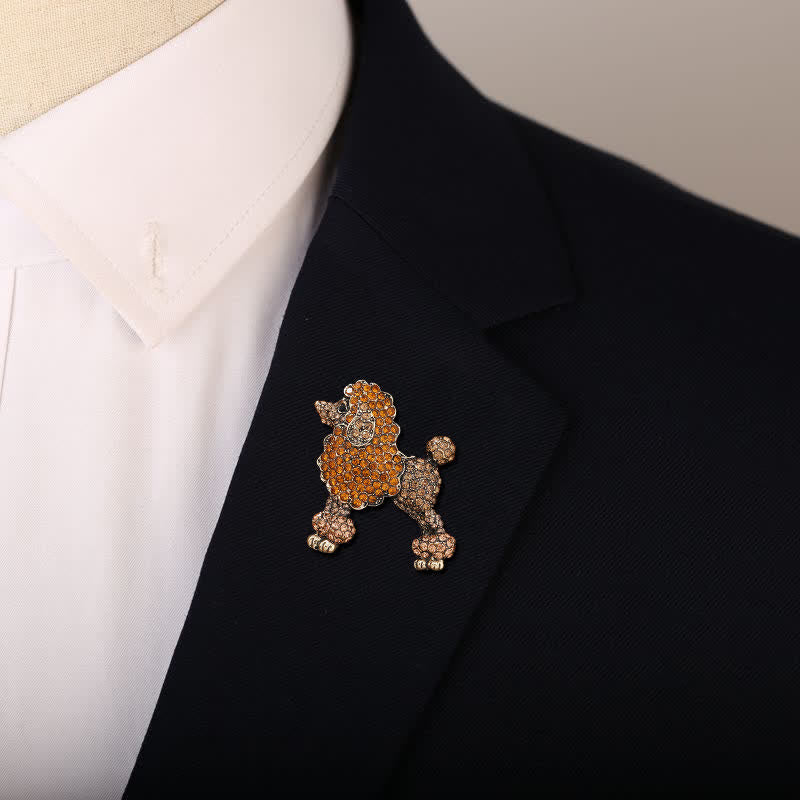 Women's Rhinestone Poodle Dog Brooch - image 1
