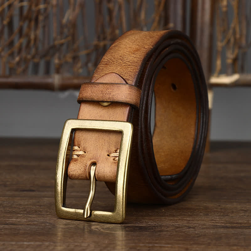 Men's Vintage Distressed Wrinkle Belt - Yellowish Brown - 44 - image 10