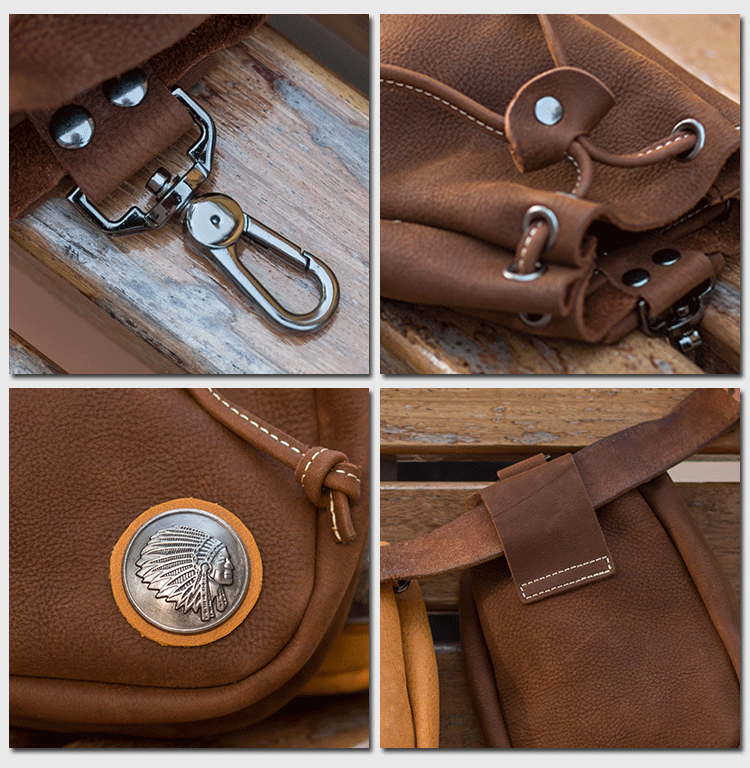 Small Wallet Coin Purse Drawstring Leather Belt Bag - image 3
