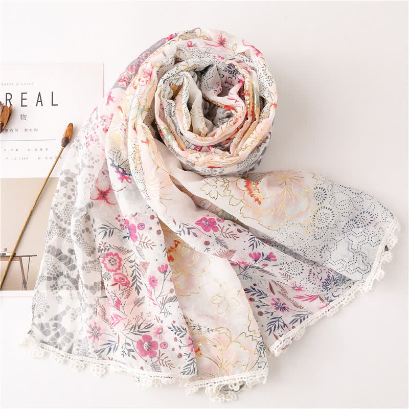 Women's Thin Voile Floral Lace Scarf - image 2