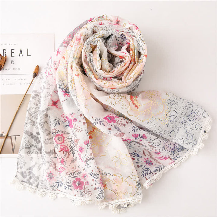 Women's Thin Voile Floral Lace Scarf - image 2