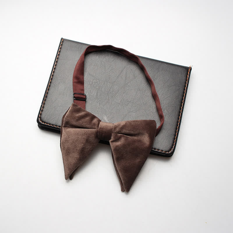 Men's Velvet Oversized Pointed Wedding Bow Tie - Sienna - image 5