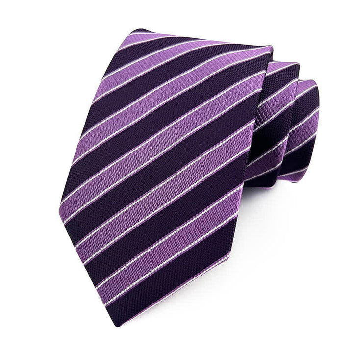 Men's Preppy Urban Striped Necktie - Orchid & Purple - image 4