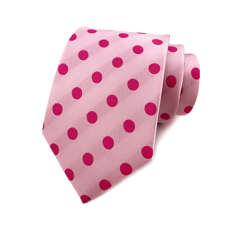 Men's Polka Dots Necktie - Medium Dots - Pink - image 26