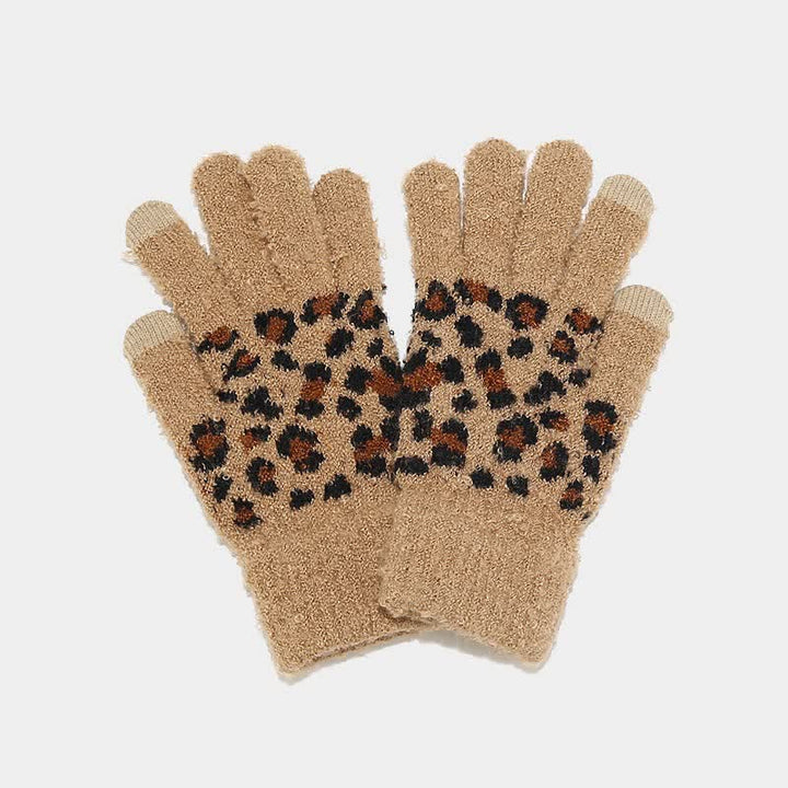 3Pcs Women's Leopard Print Hat Scarf Gloves Set - image 5