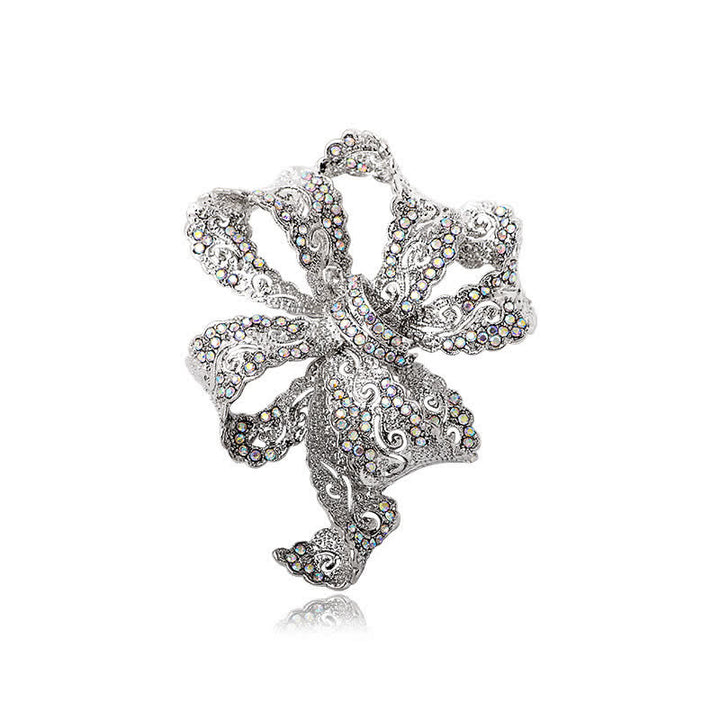 Women's Vintage Boho Bow Zircon Brooch - Silver - image 7