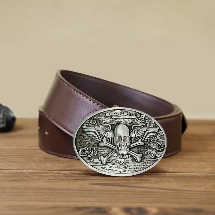 Men's DIY Skull Angel Creative Beer Holder Buckle Leather Belt - Silver - Brown PU Belt (40) - image 16