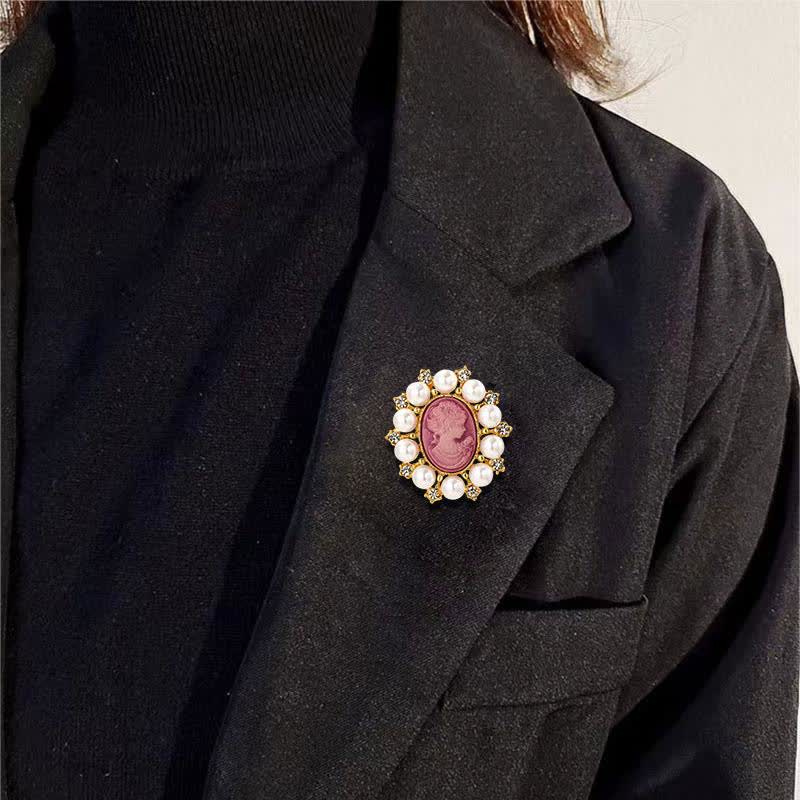 Women's Palace Relief Beauty Pearl Brooch - image 1