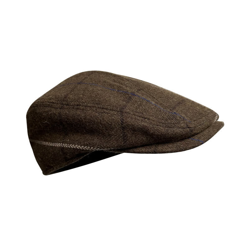 Vintage Coffee Blue White Strips Beret Cap - image 6