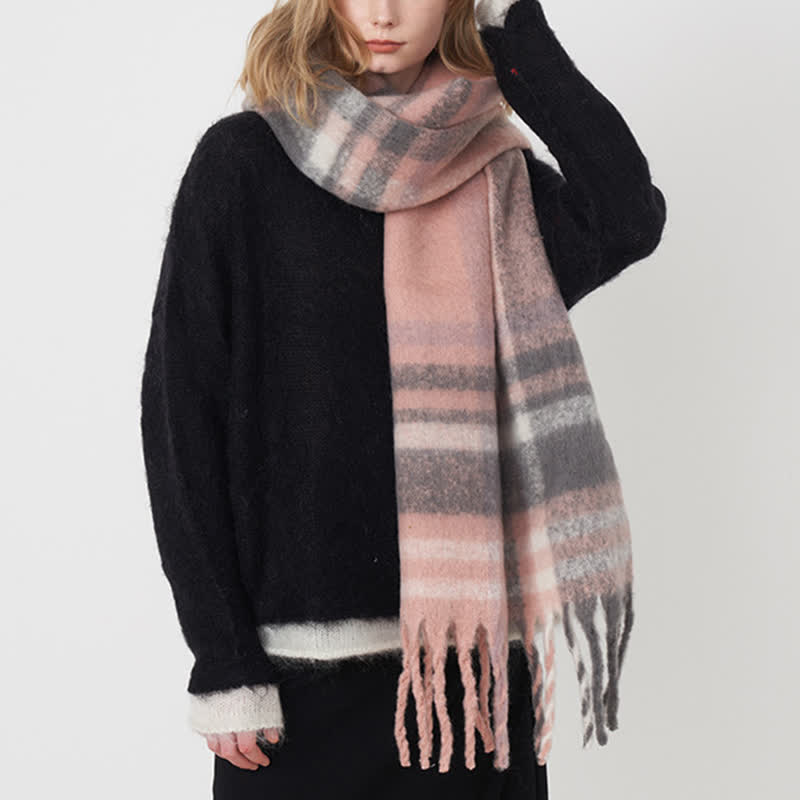 Women's Large Colorful Plaid Thickening Scarf - image 10