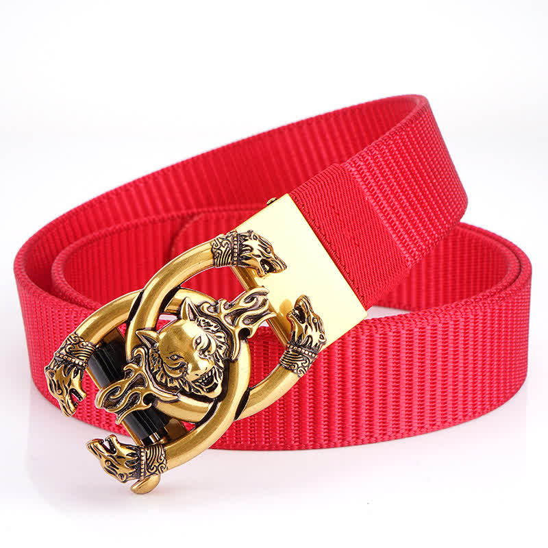 Men's Fierce Wolves In Flame Nylon Belt - Red / Gold - 48" - image 14