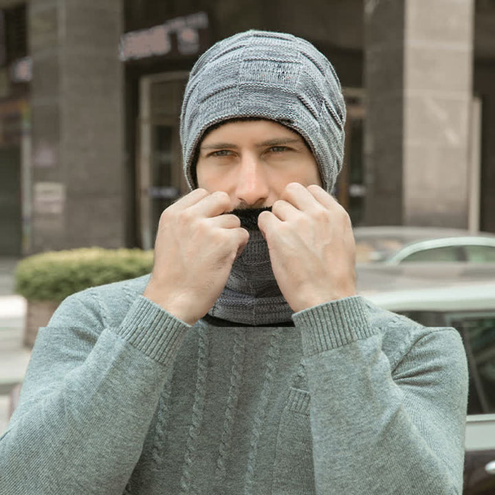 Winter Plaid Knit Beanie Hat Scarf Set - image 7