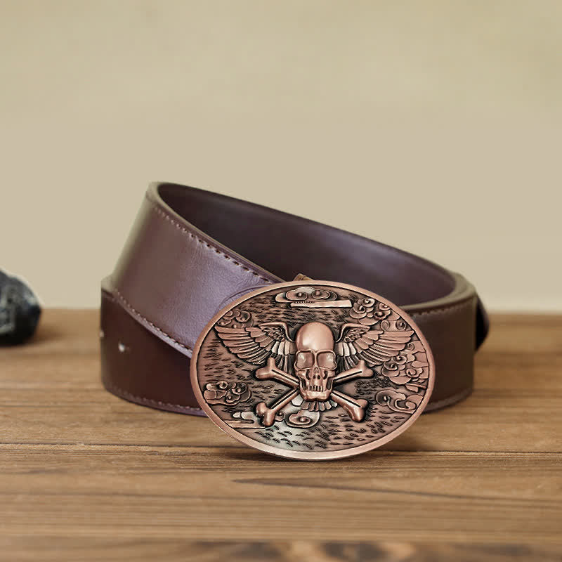 Men's DIY Skull Angel Creative Beer Holder Buckle Leather Belt - Copper - Brown PU Belt (40) - image 18