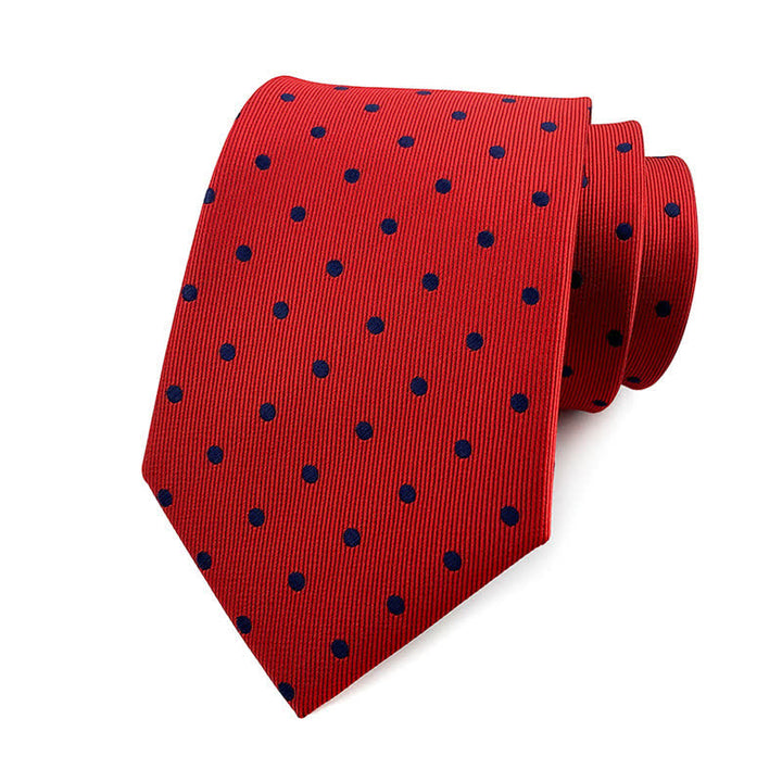 Men's Polka Dots Necktie - Small Dots - Red & Black - image 9