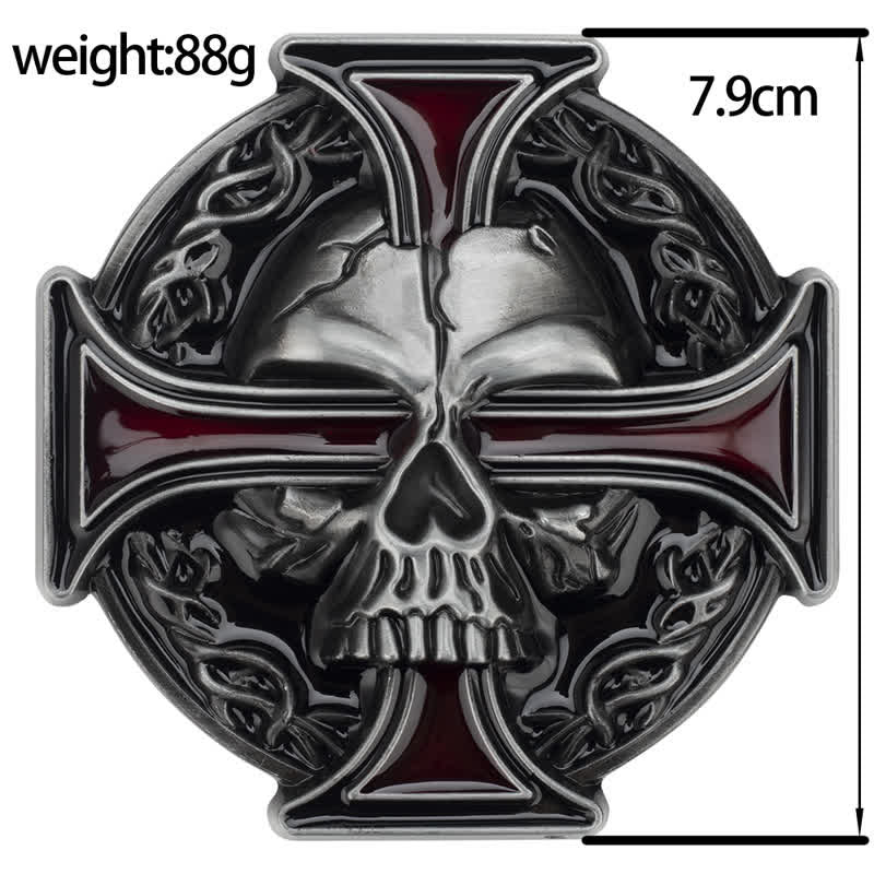 Men's Cross Skull Embossed Pattern Leather Belt - image 6