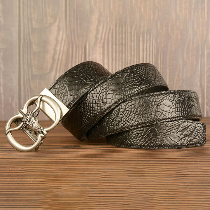 Men's Giant Ox Crocodile Pattern Leather Belt - image 23